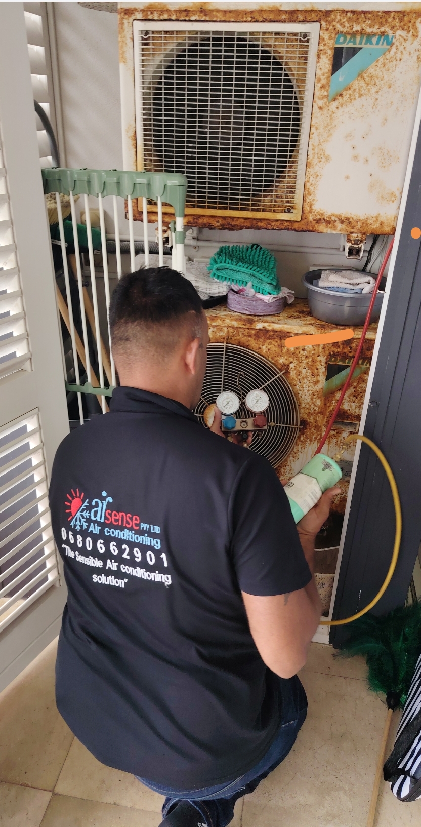 Corrosion damage on an air conditioning outdoor unit inspected in Cape Town