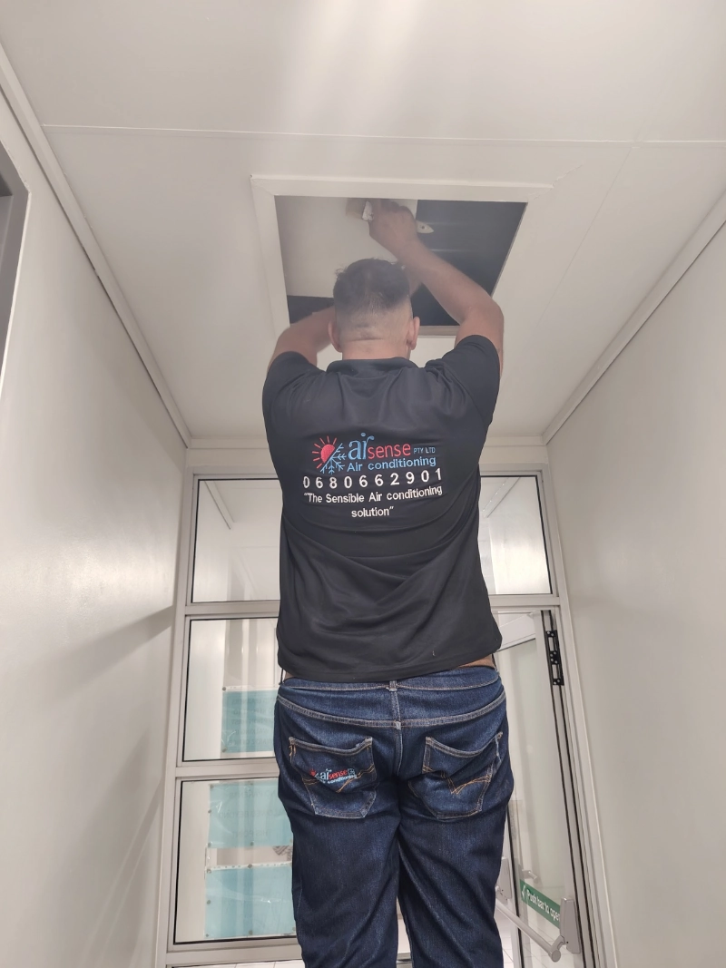 Ceiling cassette air conditioner repairs at Heathfield Primary School