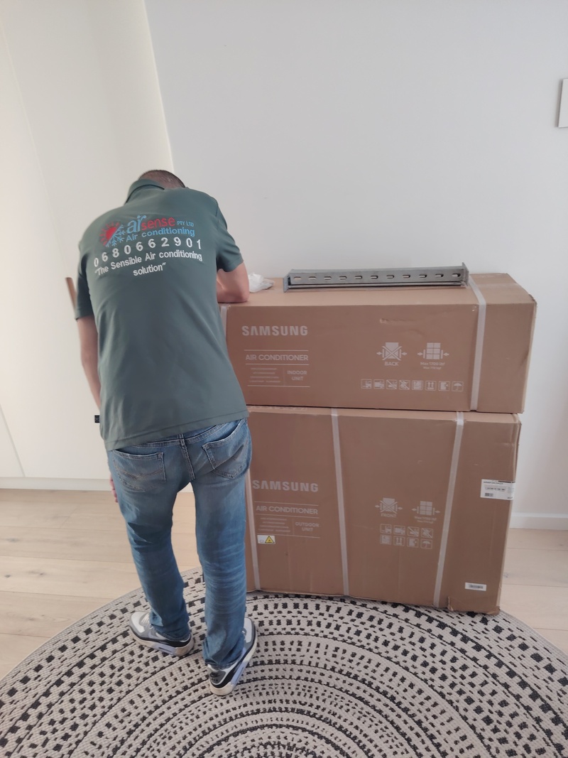 Installation in progress... Samsung AR40 24000BTU for our customer in Brommaert, Constantia 